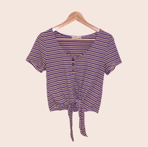 Eye Candy Front Tie T-Shirt Crop Top M